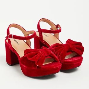 Torrid Red Bow Velvet Platform Heels